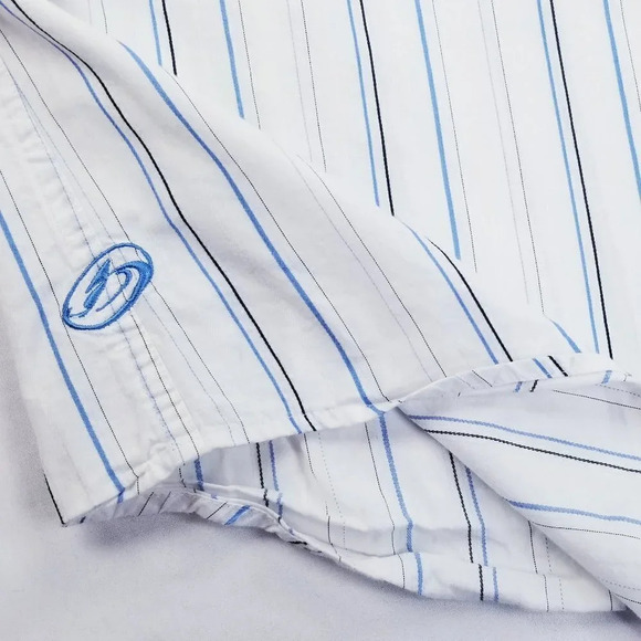 Kirra Men's Embroidered Logo White Blue Striped L - Picture 6 of 9